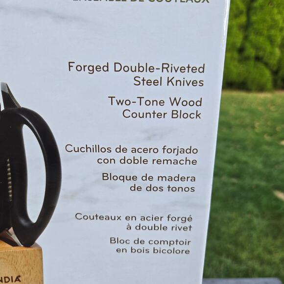 NIB Skandia 10 Piece Cutlery Set With Block Full Tang Double-Riveted - Picture 3 of 13